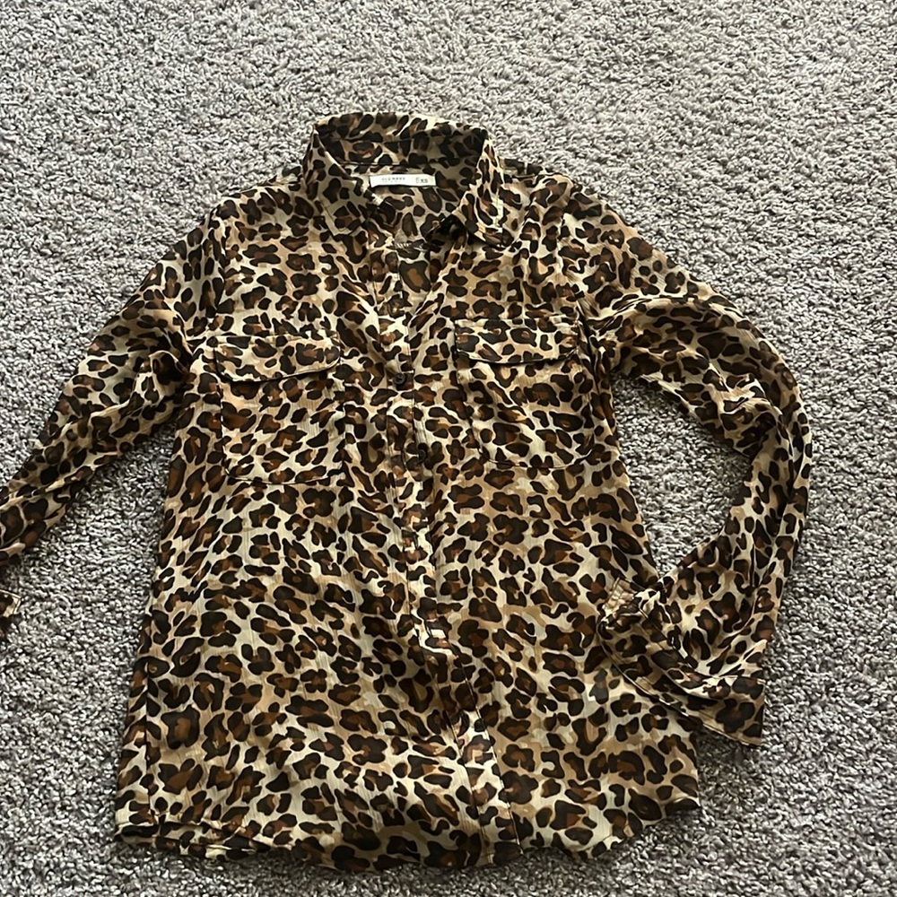 Cheetah Print Button Up Shirt-Old Navy